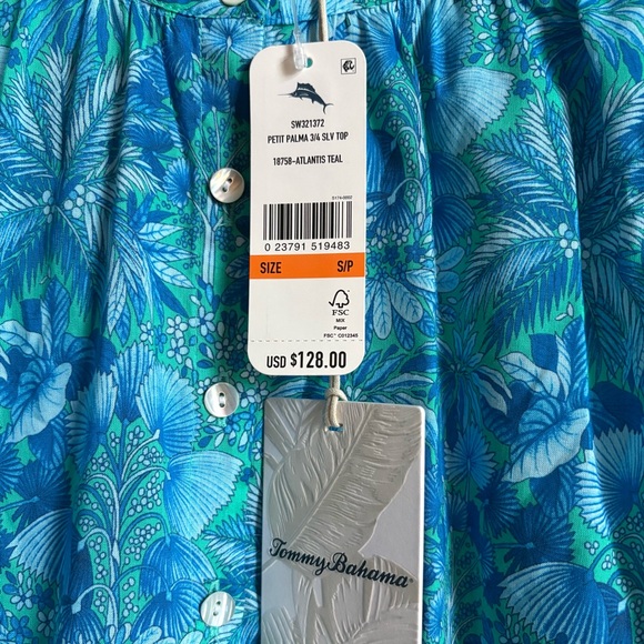 Tommy Bahama 3/4 Sleeve Oversized Top - Picture 3 of 11